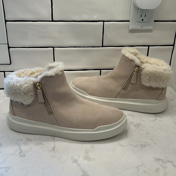 Cole Haan Womens Grandpro Rally Gray Slip On Dressy Ankle Suede Booties Shoes - Picture 3 of 16